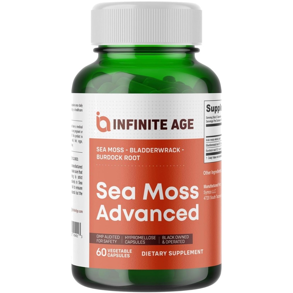 High-Potency Sea Moss & Bladderwrack Capsules – 1250mg, 60 Count for Wellness