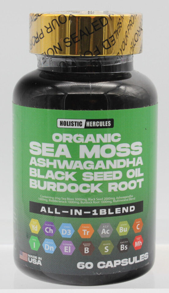 Holisitic Hercules Organic Sea Moss Ashwagandha Black Seed Oil Burdock Root