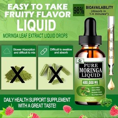 Organic Moringa Liquid Drops for Energy,Metabolism Immune Support,8000Mg Moringa