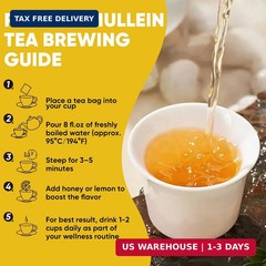 TEAWOO 60 Mullein Leaf Tea Bags, From 100% Natural Mullein Leaves for Lungs Heal