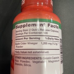 Nature’s Truth Apple Cider Vinegar 1200 mg 200 Quick Release Caps Exp. 07/2028