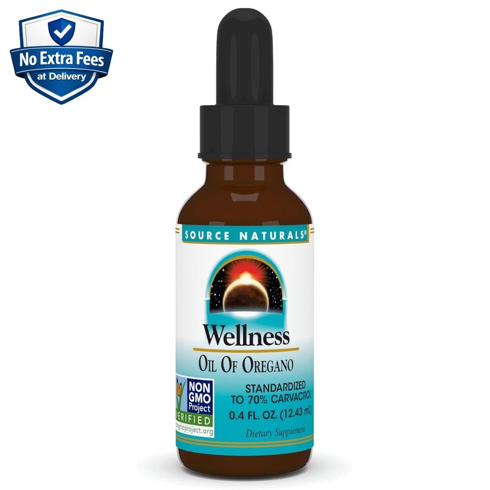 Aceite de Orégano en Gotas Líquidas, 70 % Carvacrol, Sin OGM – 0.4 fl oz
