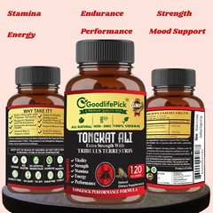 LONGJACK TONGKAT AL1 ROOT EXTRACT WITH TRIBULUS TERRESTRIS- MAXIMUM BENEFITS-120