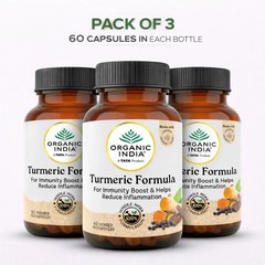 Organic India Turmeric Formula 60 Veg Capsules Ayurvedic Herbal 3 Pack