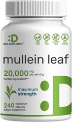 Mullein Leaf 20,000Mg, 240 Veggie Capsules – 20:1 Max Strength Leaf Extract NEW