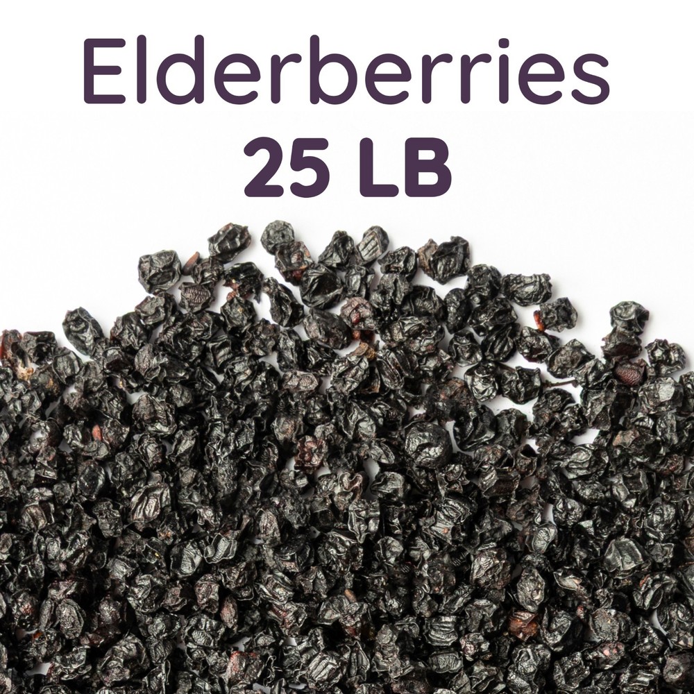 Bulk Dried Elderberries 25 lb Whole Black Sambucus Nigra for Tea & Recipes