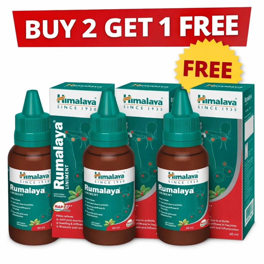 Himalaya Rumalaya Oil 60 ml Herbal Joint Care Buy 2 Get 1 Free