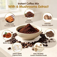 Balincer Mushroom Coffee Instant Powder 30 Pack Lion’s Mane Turkey Tail