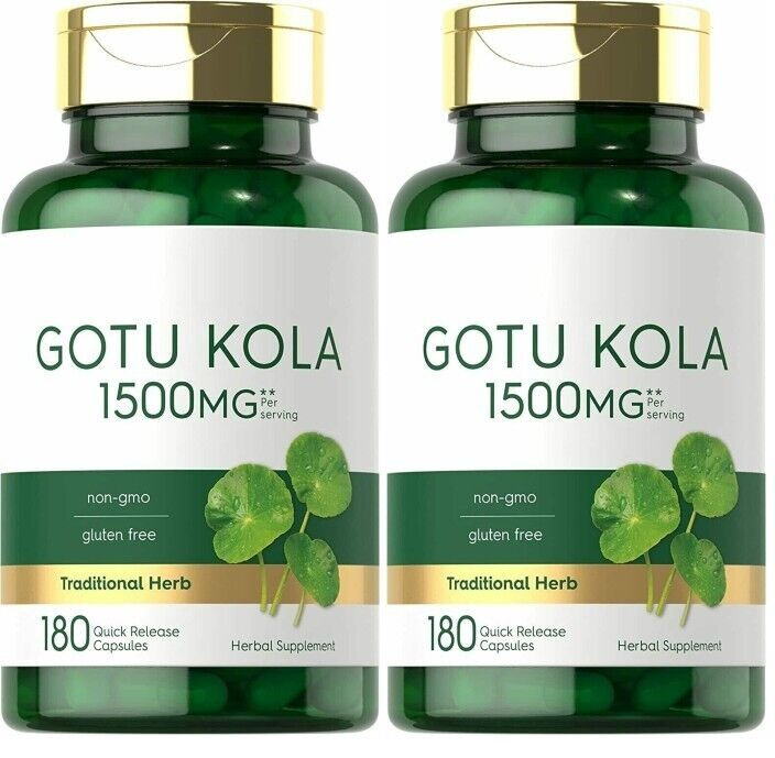 Gotu Kola Capsules 1500mg 2X 180 Caps Non-GMO, Gluten Free