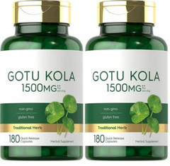 Gotu Kola Capsules 1500mg 2X 180 Caps Non-GMO, Gluten Free