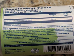 Solaray Sea Buckthorn 600mg Herbal Support 100 capsules exp: 11/2029