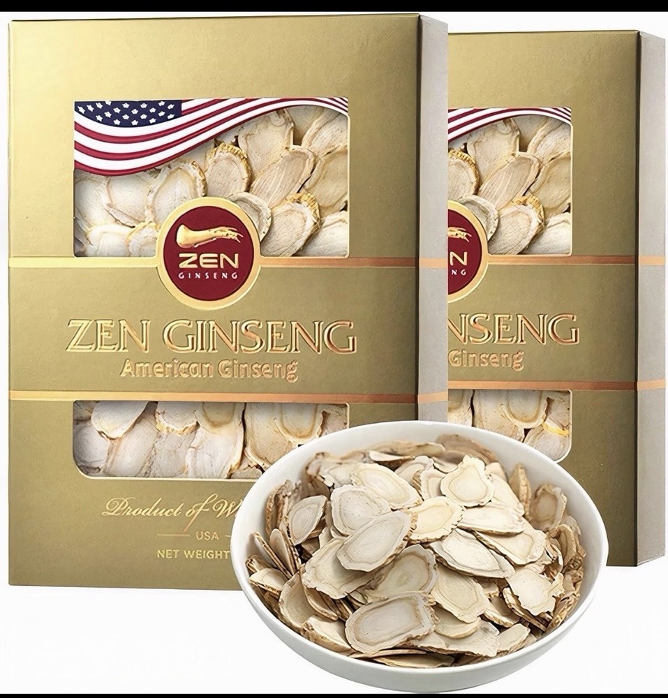 Zen Ginseng American Ginseng Sliced Root Panax Quinquefolius USA 2 Boxes