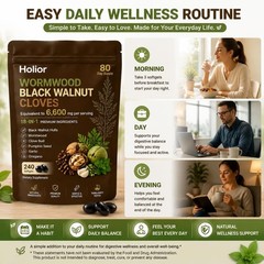 Holior 18-in-1 Black Walnut & Wormwood Herbal Blend for 240 Count (Pack of 1)