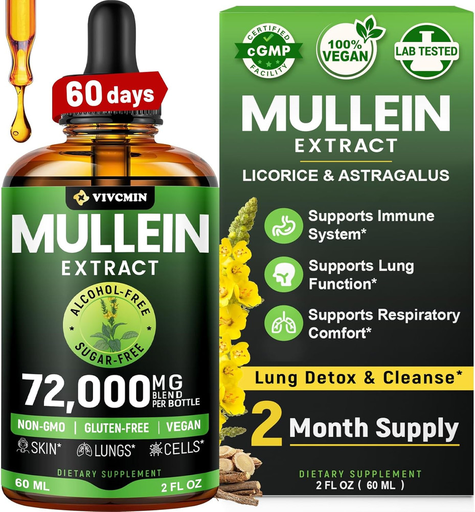 Mullein Drops for Lungs with Licorice & Astragalus, Respiratory & Immune Support