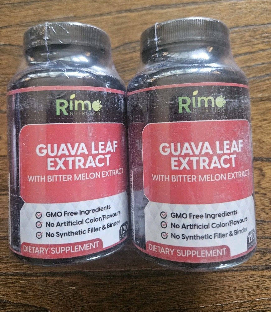2 Bottles Guava Leaf Extract with Bitter Melon 120 Veg Capsules exp: 2/2027