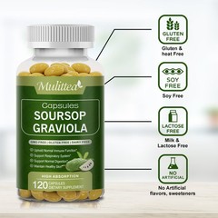 Soursop Graviola Capsules – Digestive, Immune & Respiratory Support, 120ct