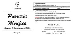 PUERARIA MIRIFICA BlGGER BUST GROWTH PILLS BREAST EnIargement CurveSure $39.99/