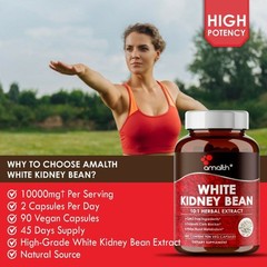 White Bean Kidney Extract Weight Loss Carb Blocker 10000mg Capsules – 90 Count