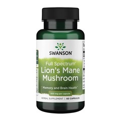 Swanson Lion’s Mane Mushroom Capsules – 500 mg Each, 60 Capsules – Herbal Sup…
