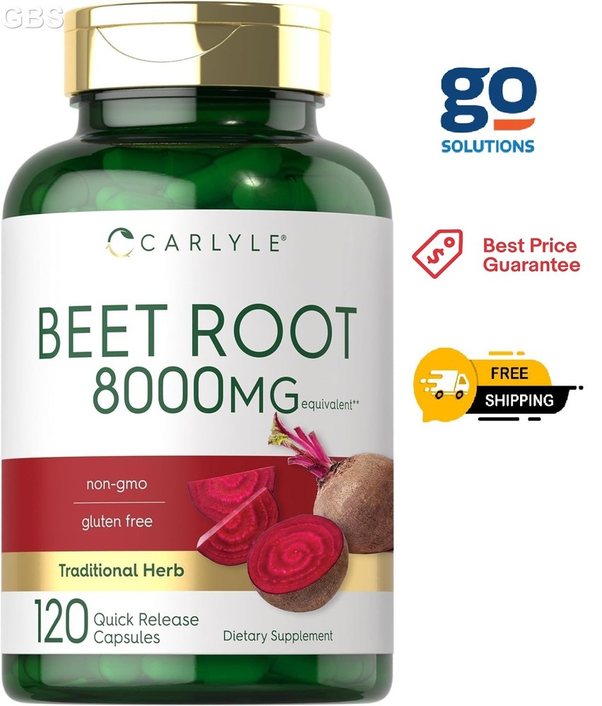 USDA Organic Extra Strength Beet Root 20:1 Extract 8000 mg Strength 120 Capsules