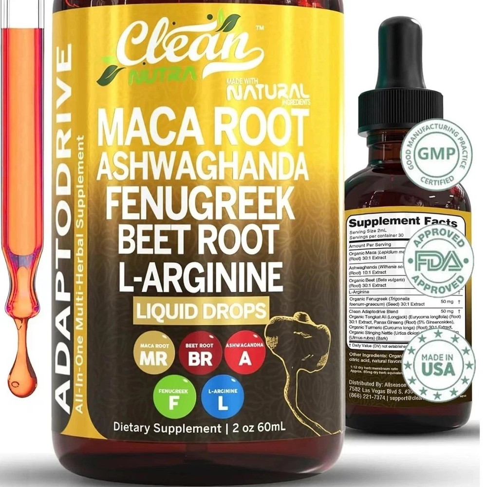 Pure Maca Root Liquid Drops with Ashwagandha,Fenugreek,Beet Root and LArginin