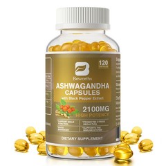 Ashwagandha Extract 2100MG 120 Softgels with Black Pepper Stress & Mood Support