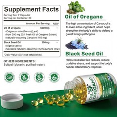 Oregano Oil 6000mg With Black Seed Oil Contains Carvacrol and Thymoquinone