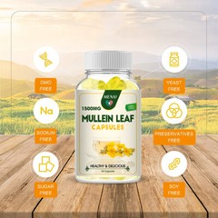 Mullein Leaf Capsules 1500Mg For Respiratory Health Lung Cleanse Detox 60 Pills