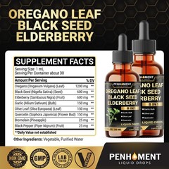 Oregano Oil Liquid Drops 8-in-1 with Black Seed, Garlic, Elderberry & More – 2 F