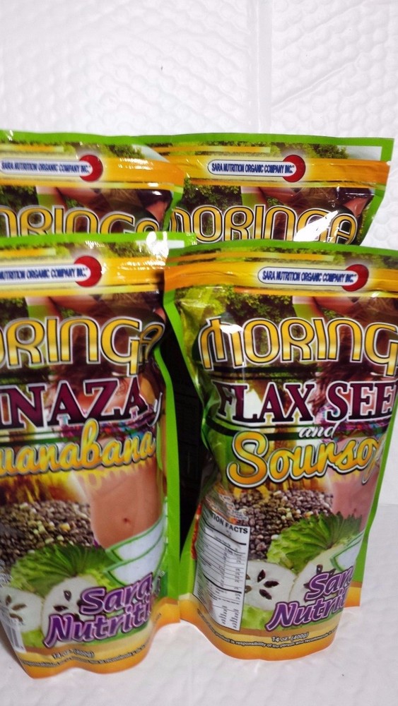 4 PACK MORINGA FLAX SEED & SOURSOP 14 OZ EA MORINGA GUANABANA LINAZA 12/2027