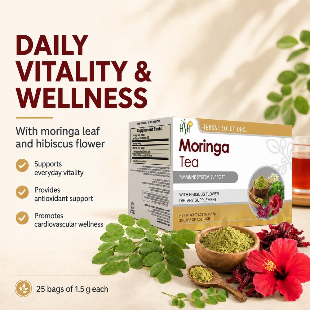 Premium Moringa & Hibiscus Tea Natural Nutrient Powerhouse Antioxidant Vitality