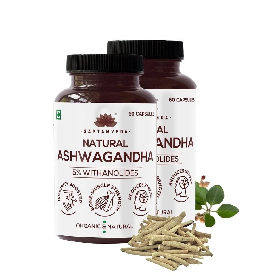 Saptamveda Ashwagandha Capsules, 60 Capsules Each Set Of 2 b068
