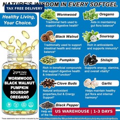 Wormwood Black Walnut Clove Cleanse Softgels Gut Digestive Support 120 Count