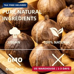 Black Garlic 8.82 Oz (250g) Whole Fermented 90 Days Non-GMO Ready to Eat