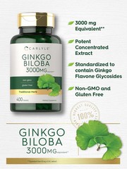 Ginkgo Biloba Extract | 3000 mg | 400 Tablets | Vegetarian, Non-GMO | by Carlyle