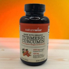 NatureWise Turmeric Curcumin Organic 90 Vegan Capsules Heart Joints 11/2027