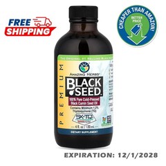 Amazing Herbs | Black Seed 100% Pure Cold-Pressed Black Cumin Seed Oil | 12/2028