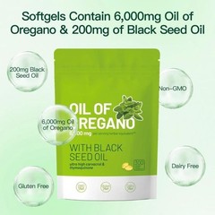 Oil of Oregano & Black Seed Oil Softgels w/ Carvacrol & Thymoquinone, Non-GMO++