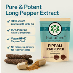 Pippali Capsules (Long Pepper)-6000mg (90%Piperine)-Heartburn&Indigestion-180Cap
