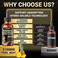 Wormwood Liquid Drops 11-in-1 Digestive and Immune Support Pineapple 2oz