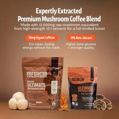 Premium Organic Mushroom Coffee – 12:1 Fruiting Body Extract – 29% Beta-Glucans
