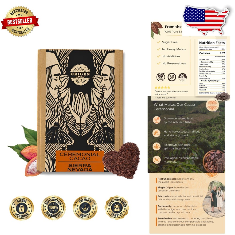 Single Origin Ceremonial Cacao 16oz – Grated, Unsweetened, Ethically Sourced