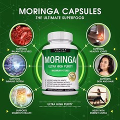 TOPLUX Moringa Powder Capsules 1200mg | Pure Moringa Oleifera Leaf Powder 90Cts