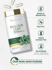 Mullein Leaf Capsules 1500mg | 200 Count | Verbascum Thapsus | by Carlyle