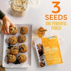 BBF Organic Super Seeds Blend 2lb, Chia Seeds, Flax Seeds, Hemp Hearts | Organic