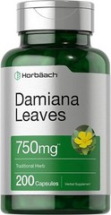 Damiana Leaf 750mg | 200 Capsules | Non-GMO, Gluten Free | by Horbaach