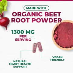Beet Root Capsules 1300mg – Extra Strength Red Beetroot Powder Supplement – Su