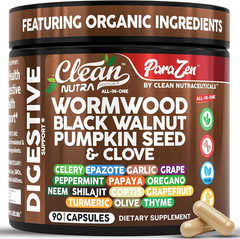 Clean Nutra Wormwood Black Walnut Pumpkin Seed Clove Oil Celery Garlic Grape Pap