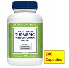 HUGE BOTTLE 240 CAPS Vitamin Shoppe Triple Strength Turmeric With Curcumin 900mg