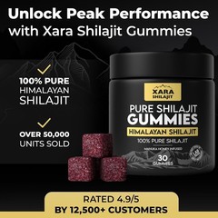 Xara Shilajit Pure Himalayan Shilajit Gummies for Men, Gummies 85+ Trace Mine…